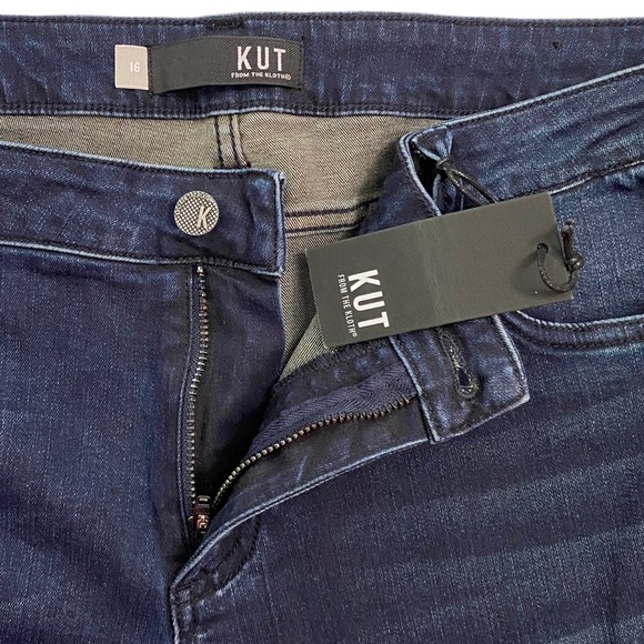 Kut from the Kloth Connie Ankle Skinny Jeans Folded Hem Pink Vertical Stripes 16 - Picture 5 of 16